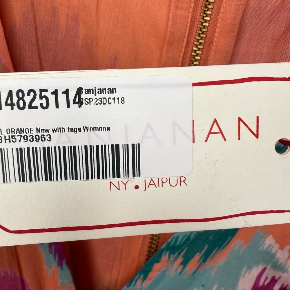 Banjanan 100% Cotton Orange and Pink Long Sleeve Dress with Cut Outs Size XL NWT - Picture 5 of 10